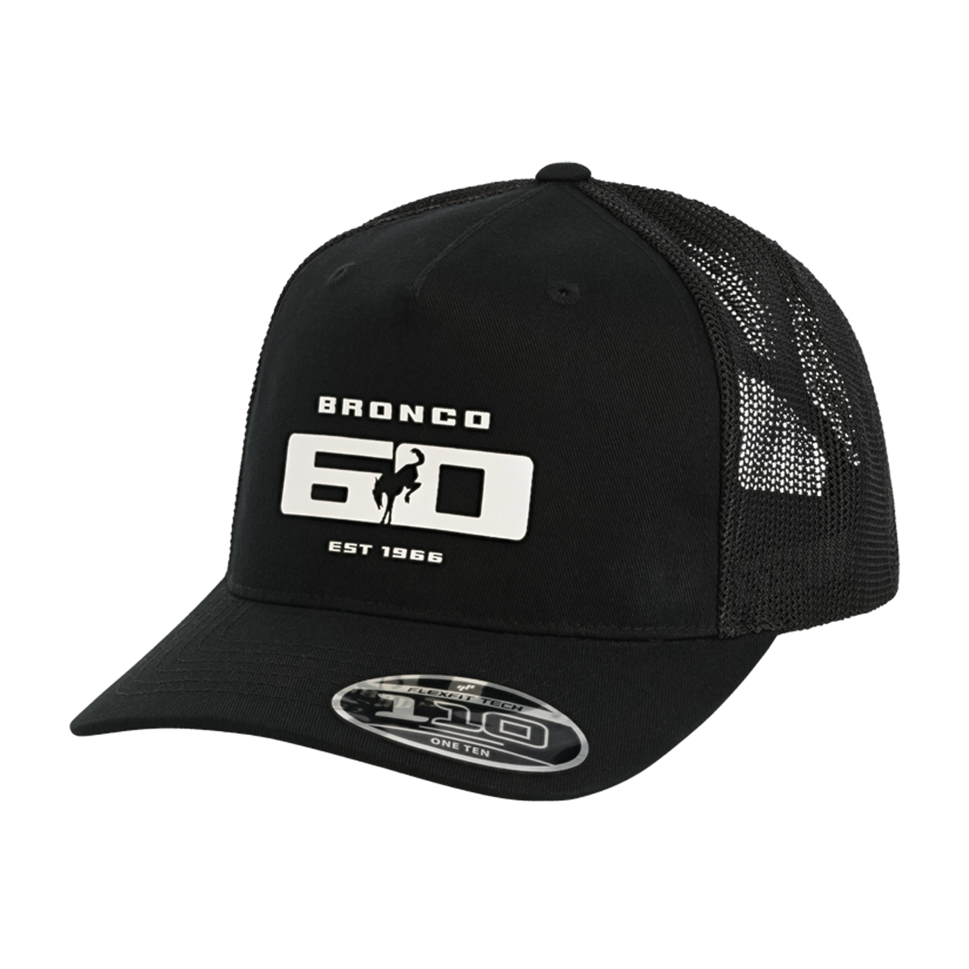Black trucker cap with 'Bronco 60' logo on a white background